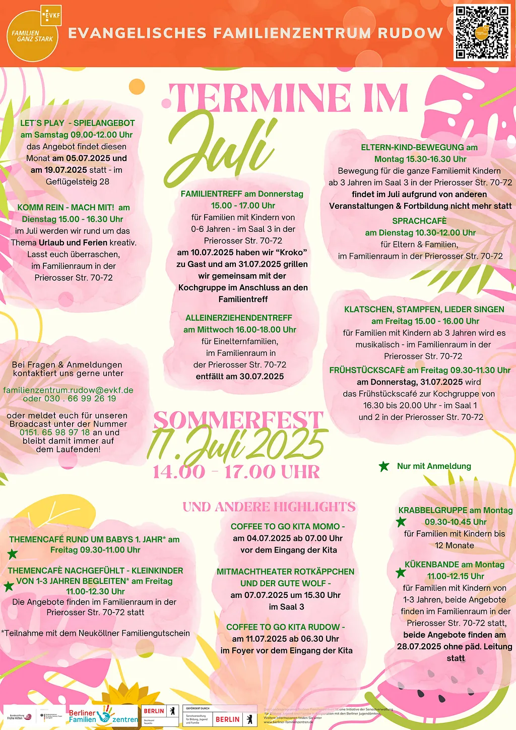 das Monatsprogramm in der Übersicht